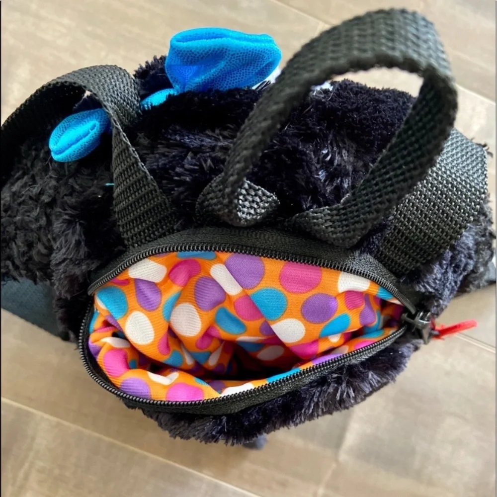 Ty Tracey Black & White Poodle with Blue Bow Backpack